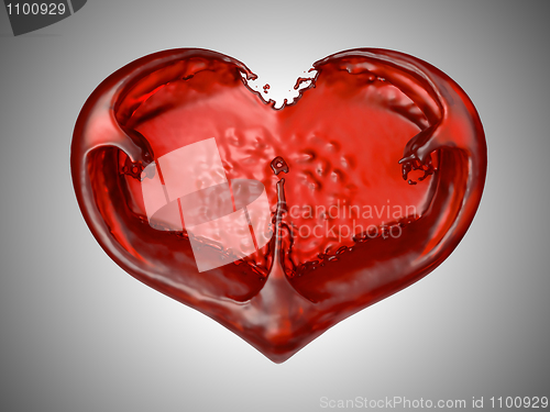 Image of Love and Romance - Red liquid heart shape