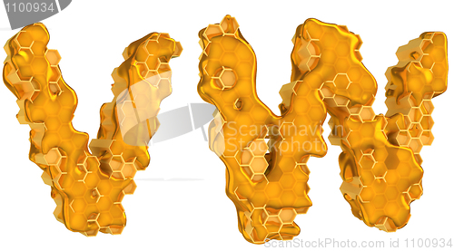 Image of Honey font W and V letters isolated