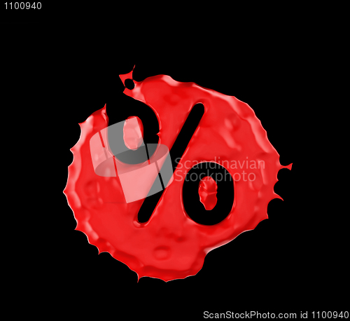 Image of Red blob percent mark over black