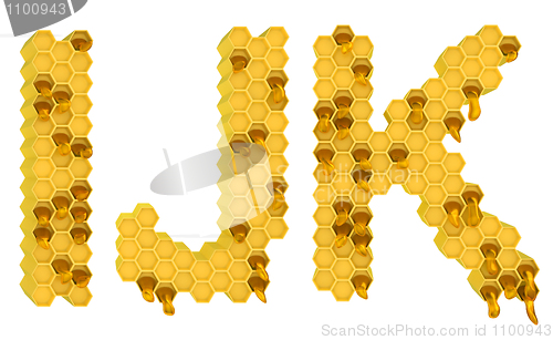 Image of Honey font I J and K letters isolated