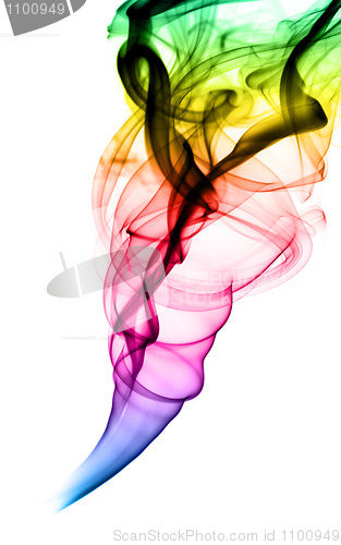 Image of Abstract puff of colorful smoke on white