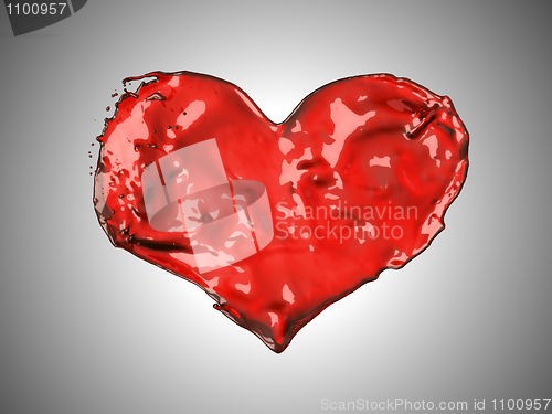Image of Red liquid heart shape - Wine or blood