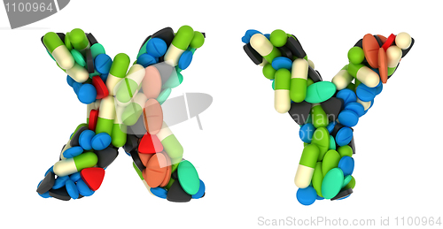 Image of Medical font X and Y pills letters