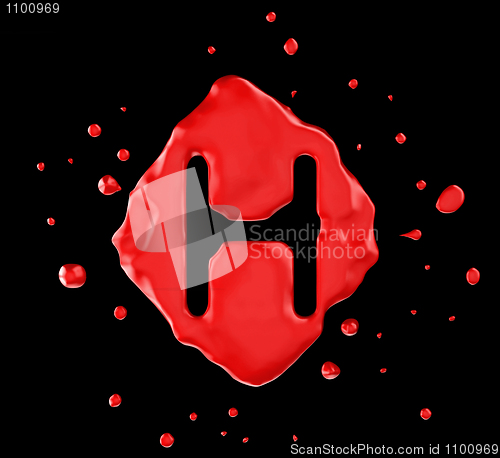 Image of Red blob H letter over black background