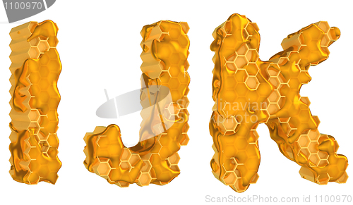 Image of Honey font I J and K letters isolated