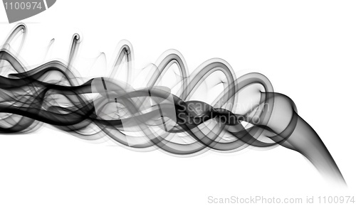 Image of Puff of Abstract smoke swirls on white