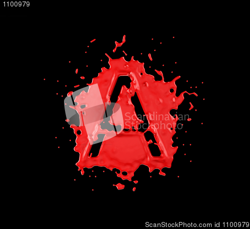 Image of Red blot A letter over black background