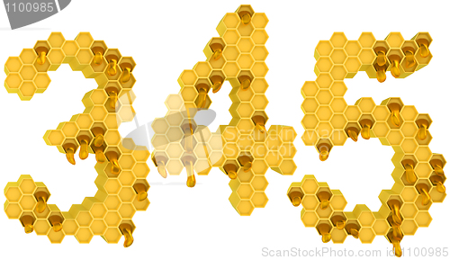 Image of Honey font 3 4 and 5 numerals isolated 