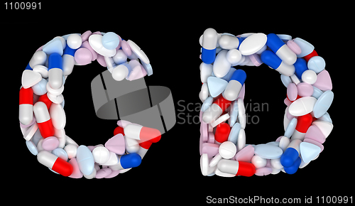 Image of Healthcare font C and D pills letters 