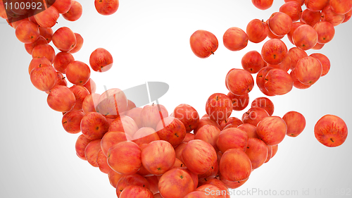 Image of Group of Ripe Red apples falling 