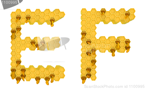 Image of Honey font E and F letters isolated