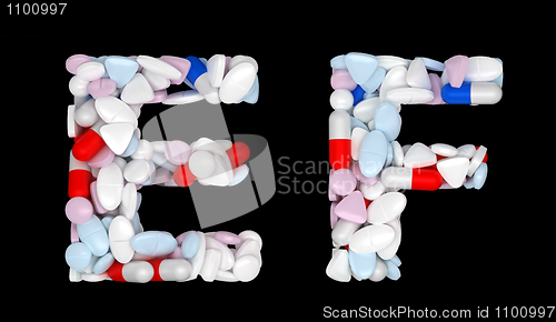 Image of Pharmaceutical font C and D pills letters