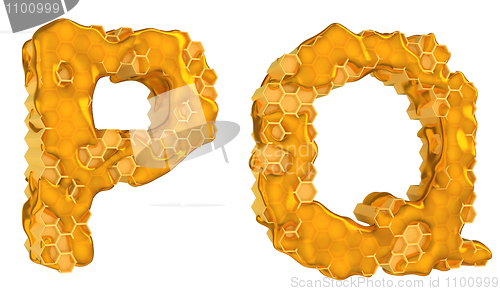 Image of Honey font P and Q letters isolated