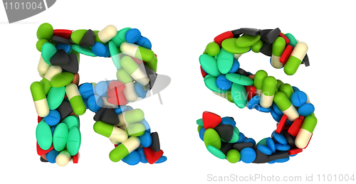 Image of Pharmacy font R and S pills letters 