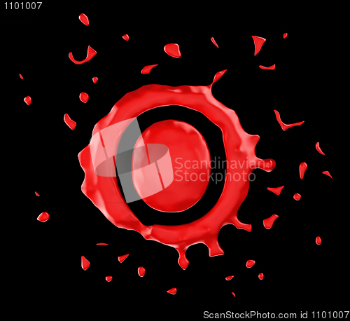 Image of Red blot O letter over black background