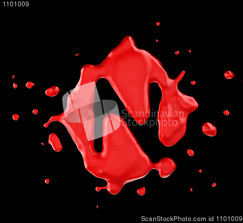 Image of Red blot N letter over black background
