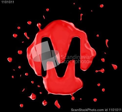 Image of Red blot M letter over black background