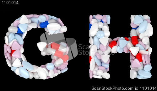 Image of Medical font G and H pills letters