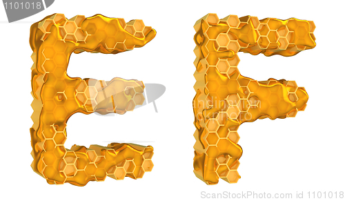 Image of Honey font E and F letters isolated