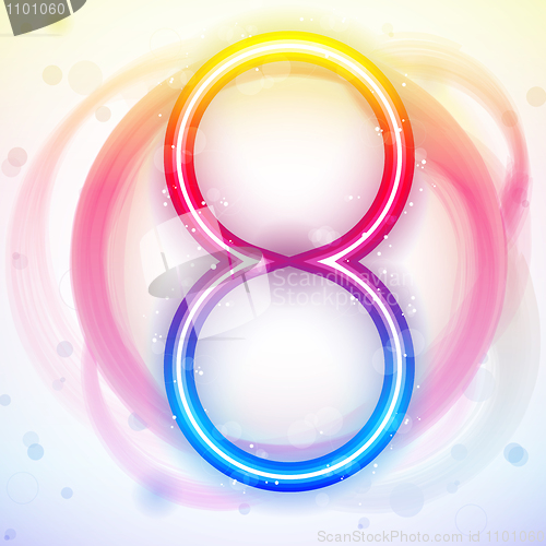 Image of Number Rainbow Lights in Circle White Background