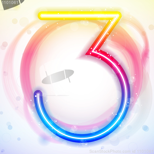 Image of Number Rainbow Lights in Circle White Background