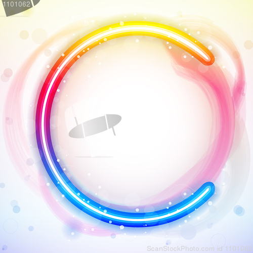 Image of Alphabet Rainbow Lights in Circle White Background