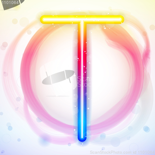 Image of Alphabet Rainbow Lights in Circle White Background