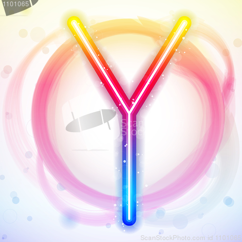 Image of Alphabet Rainbow Lights in Circle White Background