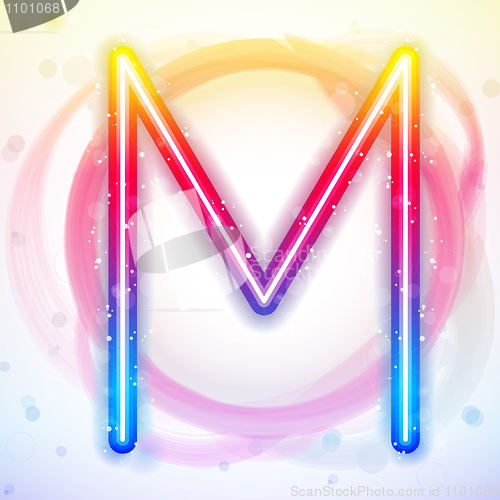 Image of Alphabet Rainbow Lights in Circle White Background