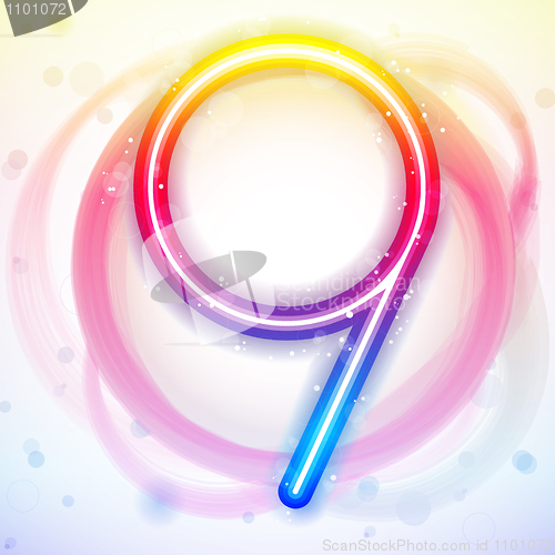 Image of Number Rainbow Lights in Circle White Background