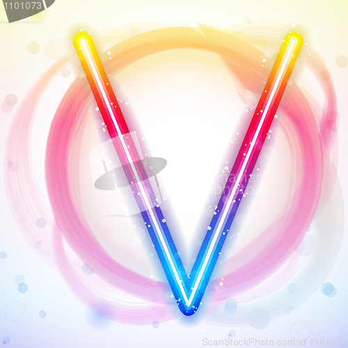 Image of Alphabet Rainbow Lights in Circle White Background