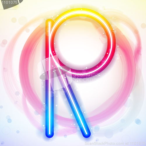 Image of Alphabet Rainbow Lights in Circle White Background