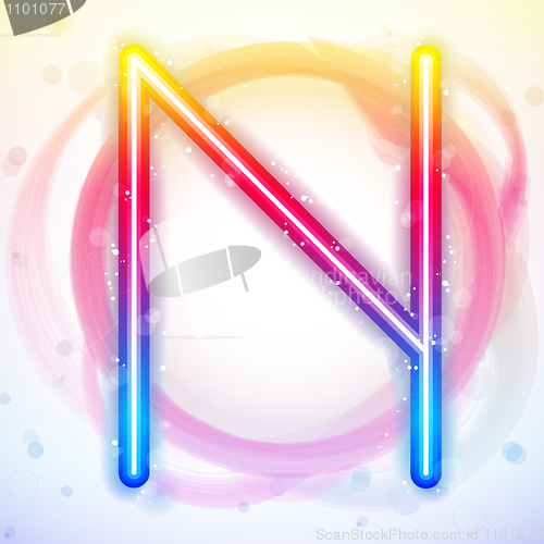 Image of Alphabet Rainbow Lights in Circle White Background