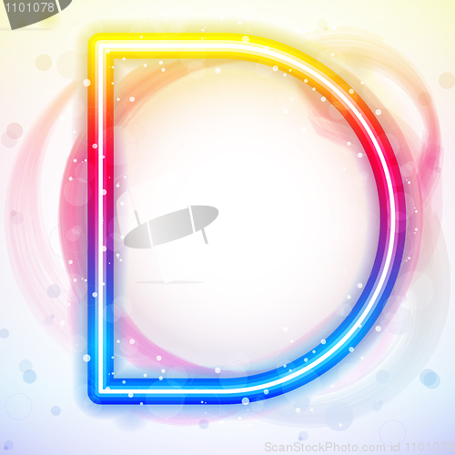 Image of Alphabet Rainbow Lights in Circle White Background