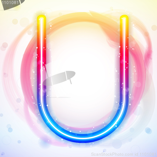 Image of Alphabet Rainbow Lights in Circle White Background