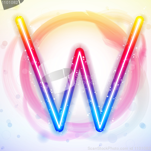 Image of Alphabet Rainbow Lights in Circle White Background