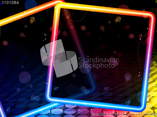 Image of Disco Abstract Square Box on Black Background