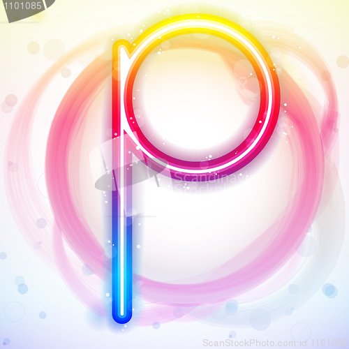 Image of Alphabet Rainbow Lights in Circle White Background