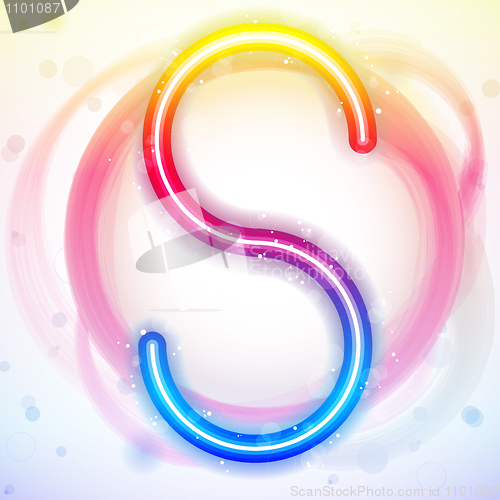 Image of Alphabet Rainbow Lights in Circle White Background