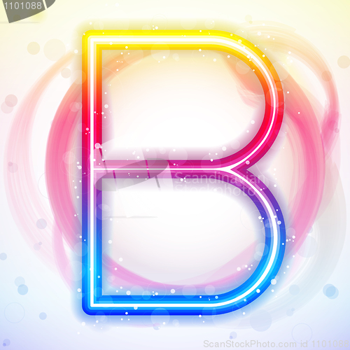 Image of Alphabet Rainbow Lights in Circle White Background