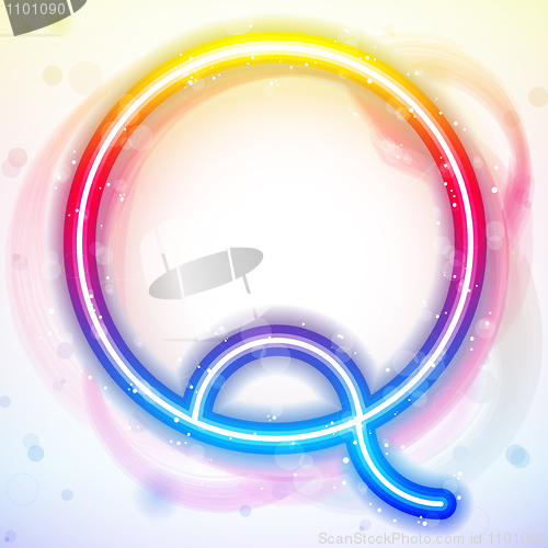 Image of Alphabet Rainbow Lights in Circle White Background