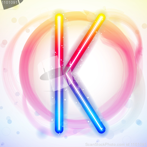 Image of Alphabet Rainbow Lights in Circle White Background