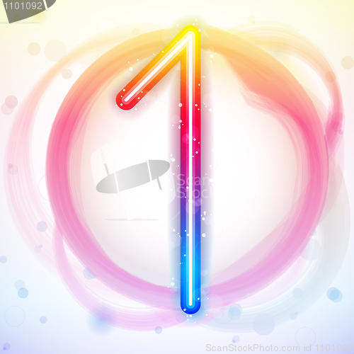 Image of Number Rainbow Lights in Circle White Background