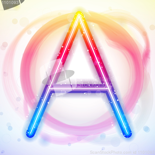 Image of Alphabet Rainbow Lights in Circle White Background