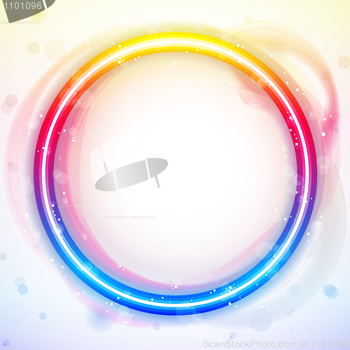 Image of Alphabet Rainbow Lights in Circle White Background