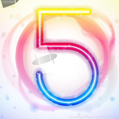 Image of Number Rainbow Lights in Circle White Background