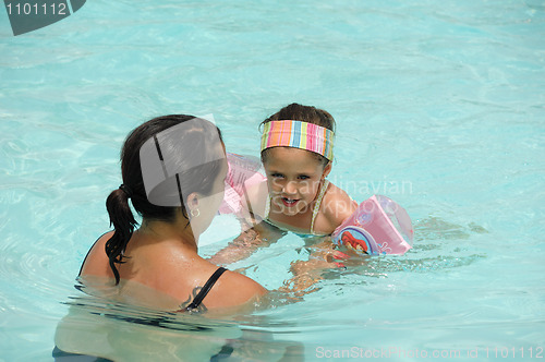Image of Child is learning to swim