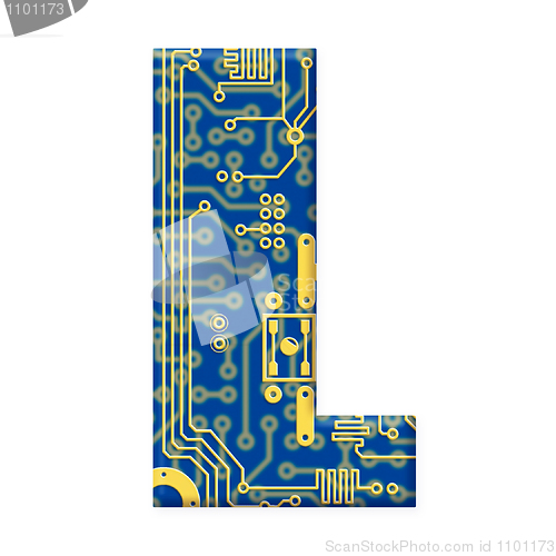 Image of Letter from electronic circuit board alphabet on white backgroun