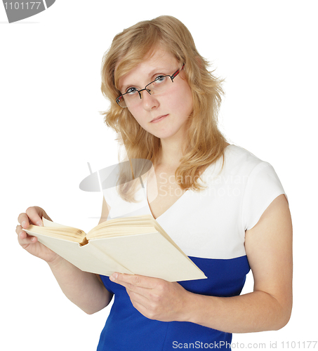 Image of Woman reading a book isolated on white