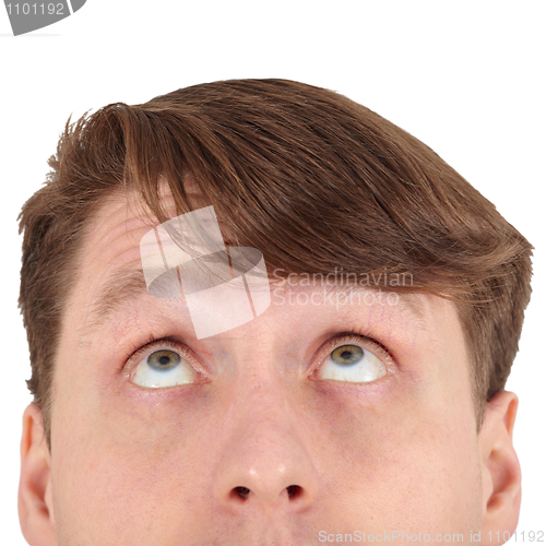 Image of Eyes of man looking up close